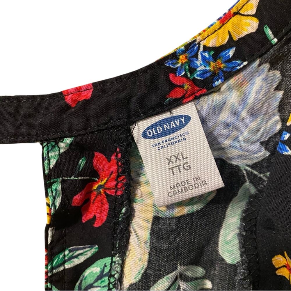 Old navy black Floral Sleeveless Dress resort wear plus size tropical XXL - Picture 3 of 7